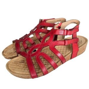 Elite by Corkys Padre Red Leather Sandal Shoe Sz 8 Cork Comfort Ankle Strap NEW!